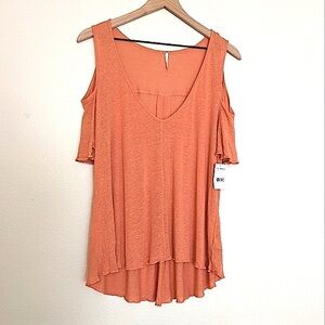 Free People Bittersweet Linen Blend Cold Shoulder Top size Small